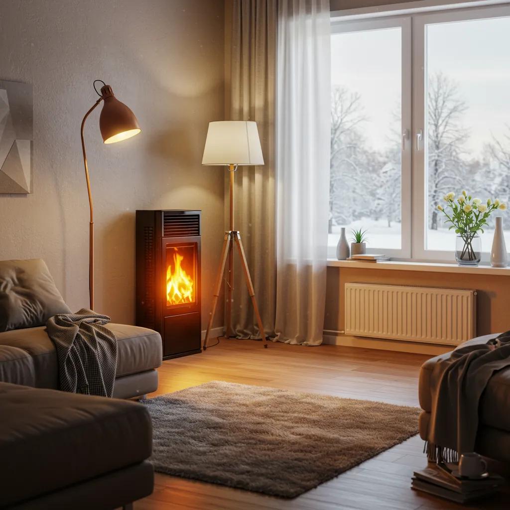 Cozy living room with a modern heater, highlighting home heating importance